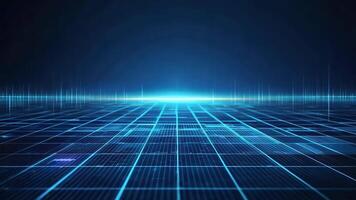 Abstract digital landscape with glowing grid layers, representing technology and innovation in a futuristic setting. video