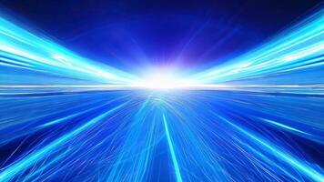 An abstract representation of light beams emanating from a central point, creating a dynamic and vibrant blue atmosphere. video