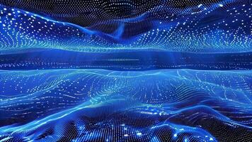Vibrant abstract blue waves with a glowing digital pattern, perfect for technology and background designs. video