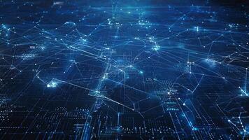 Abstract digital network with glowing connections, showcasing data flow and information exchange in a high-tech environment. video