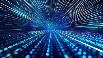 Abstract blue digital landscape with glowing lines and particles, creating a sense of speed and technological advancement. video