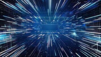 Dynamic abstract background with luminous streaks, conveying a sense of speed and technology in a futuristic environment. video