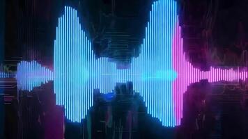 Vibrant sound wave visualization featuring blue and pink tones, representing audio frequencies in a digital format. video