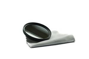 UV filter for camera lens on cleaning cloth photo