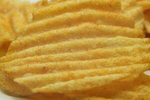 macro cerca arriba ver de patata papas fritas foto