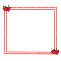 A pink and red square frame with strawberries on a transparent background png