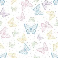Seamless pattern with delicate butterflies on a white background. vector