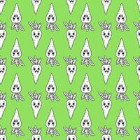 Seamless pattern with fun carrots. A pattern featuring contoured carrots.green background vector
