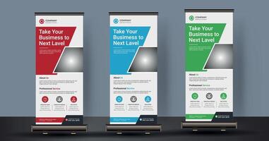 Roll up banner design template or Modern standee, flag banner, pull up design for print media. Business Roll up banner vertical template design, for brochure, business, flyer, infographics vector