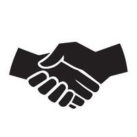 Handshake icon. Simple black and white handshake silhouette symbolizing agreement and partnership. Business handshake. Affection people. Care support service vector