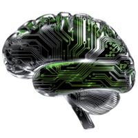 A brain composed of circuit board patterns png