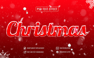 3d christmas text effect with snow fall background psd