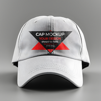a white cap mockup with a red triangle on it psd