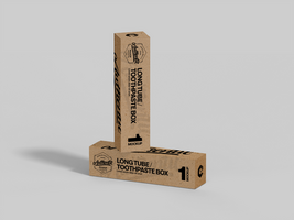 3D Rectangle Toothpaste Kraft Box Mock Up or Blank Square Long Box Mockup psd
