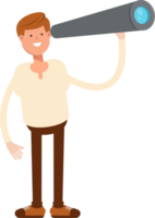 Man Character Using Binoculars png