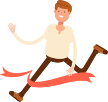 Man Character Running at Finish Line png