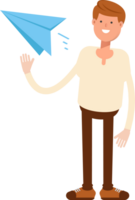 Man Character Holding Paper Plane png