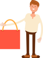 Man Character Holding Shopping Bag png