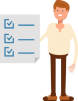 Man Character and Check List Document png