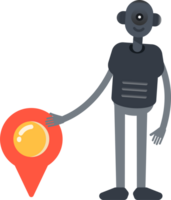 Robot Character and Location Pin png