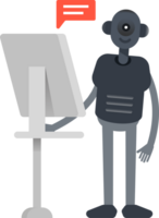 Robot Character Working on Computer png