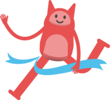 Cute Pink Monster Character Running at Finish Line png