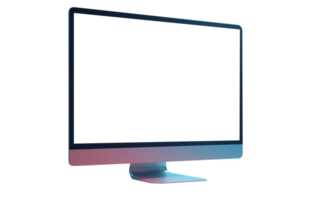 Modern workplace with computer monitor. Front view screen mockup. png