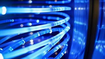 Colorful glowing optic fiber electrical cables wires neon lines abstract 3d ai design background pattern glow colored streams information optical connection internet web multicolor data video
