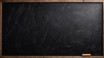 Blackboard background with chalk scribble texture. Blank grunge background with wooden frame. photo