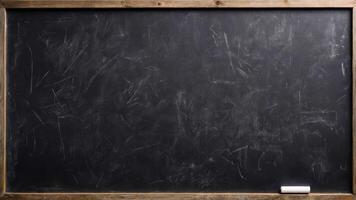 Blackboard background with chalk scribble texture. Blank grunge background with wooden frame. photo