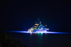 Long exposure of The Nord cruise ship, near beau vallon beach, Mahe, Seychelles photo