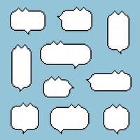 collection set of retro game 8bit pixel speech bubble balloon with animal pet cat vector