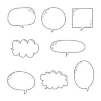 collection set of minimal doodle hand draw speech bubble balloon, think speak talk text box banner vector