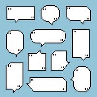 collection set of retro game 8bit pixel speech bubble balloon with quotation marks vector