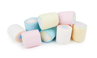 Marshmallows of different colors isolated photo
