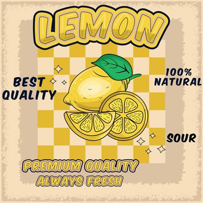 Lemon with yellow design vintage syle