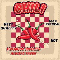 Chili design vintage style with red concept vector