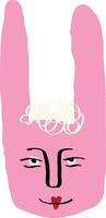 Funky rabbit with a lovely face. Freaky comic rabbit face. Bizarre Valentine's Day rabbit in modern doodle style vector