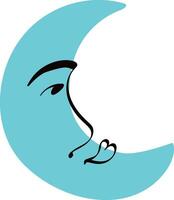 Funky moon with a lovely face in modern doodle style vector