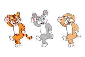 tiger, rabbit, and dog avatar greeting vector
