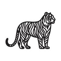 a black silhouette single line lion with white background image vector