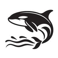 a black silhouette single line dolphin with white background image vector
