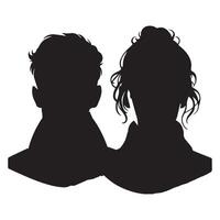 black Avatar portrait silhouettes. Woman and man faces portraits, anonymous characters avatars image with white background vector