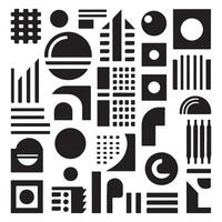 black Brutalist geometric shapes, modern symbols. Simple primitive elements and forms. Retro design, trendy contemporary minimalist style, y2k. illustration vector