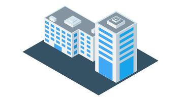 Two modern buildings in isometric style isolated on white vector