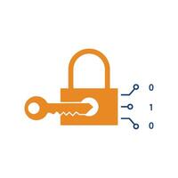 security system key and padlock technology vector