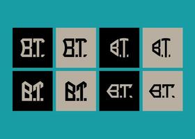 BT minimalist and classic logo set design. BT monogram polygonal and circle shape . vector