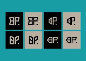 BP minimalist and classic logo set design. BP monogram polygonal and circle shape . vector