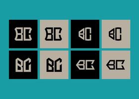 BC minimalist and classic logo set design. BC monogram polygonal and circle shape . vector