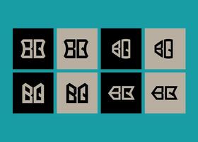 BQ minimalist and classic logo set design. BQ monogram polygonal and circle shape . vector